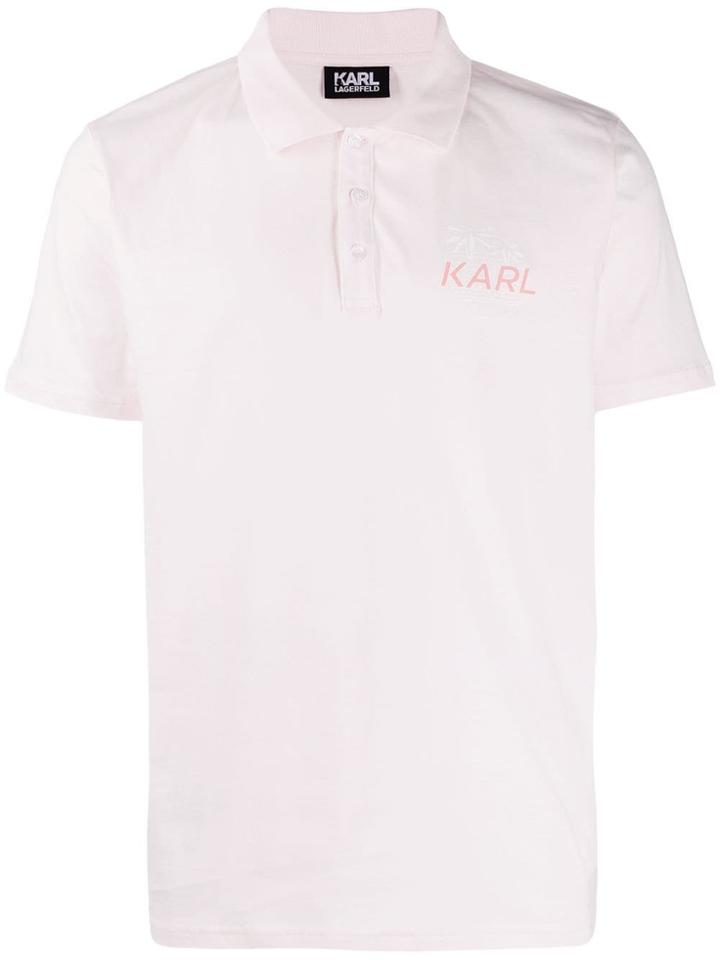 Karl Lagerfeld Logo Print Polo Shirt - Pink