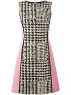 Fausto Puglisi Panelled Houndstooth Dress, Women's, Size: 40, Silk/cotton/linen/flax/virgin Wool