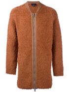 3.1 Phillip Lim Faux Fur Zip Cardigan, Men's, Size: Small, Yellow/orange, Nylon/wool/alpaca
