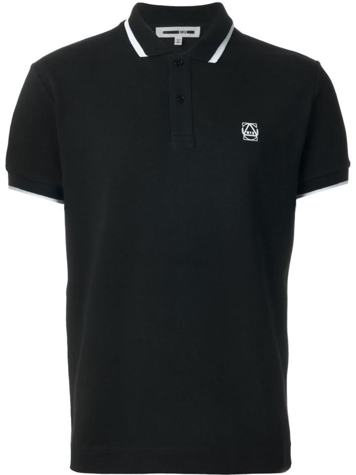 Mcq Alexander Mcqueen Piped Collar Polo Shirt, Men's, Size: M, Black, Cotton