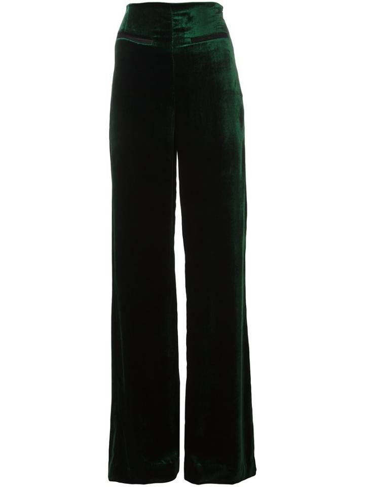 Haider Ackermann 'hiram' Velour Straight Trousers, Women's, Size: 38, Green, Silk/cotton/acetate/rayon