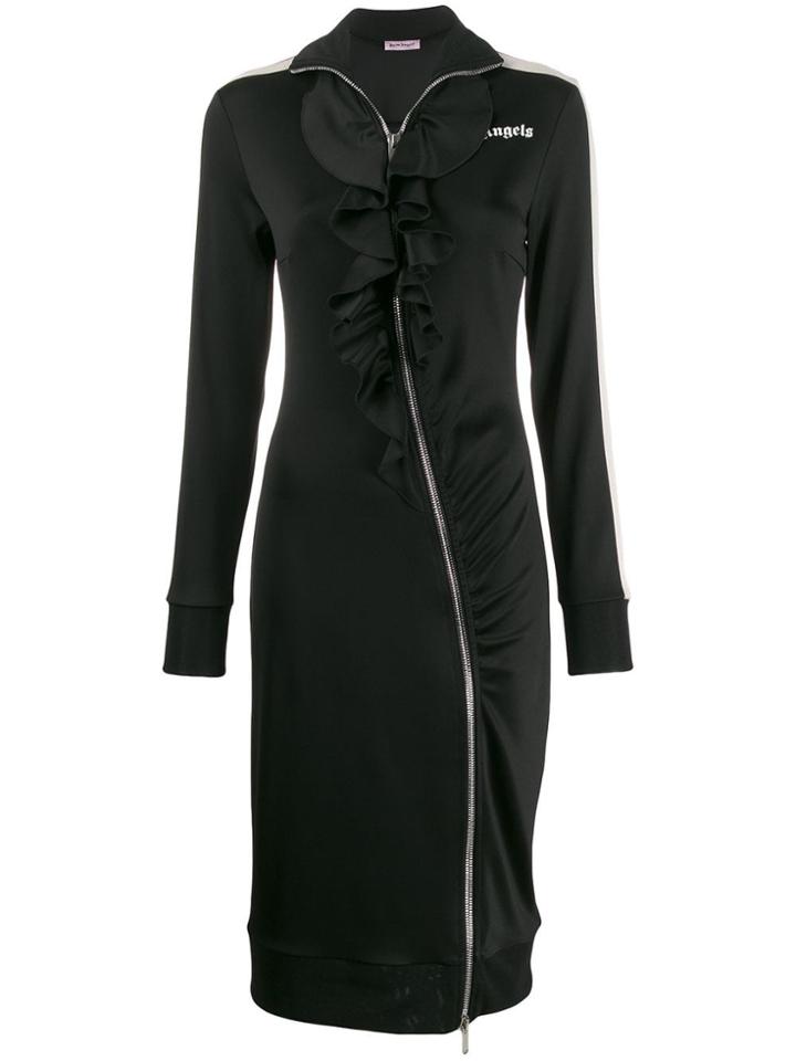 Palm Angels Ruffle Track Style Dress - Black