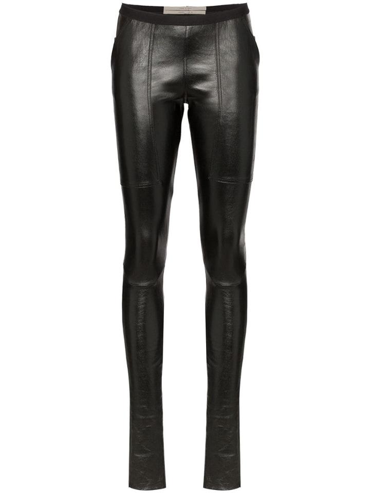 Rick Owens Lambskin Leather Leggings - Black