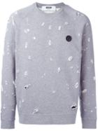 Msgm Frayed Sweatshirt, Men's, Size: Medium, Grey, Cotton/viscose