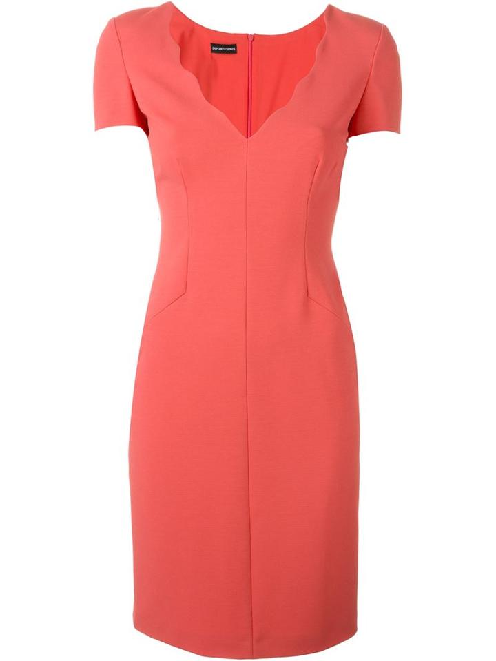 Emporio Armani Scalloped V-neck Dress