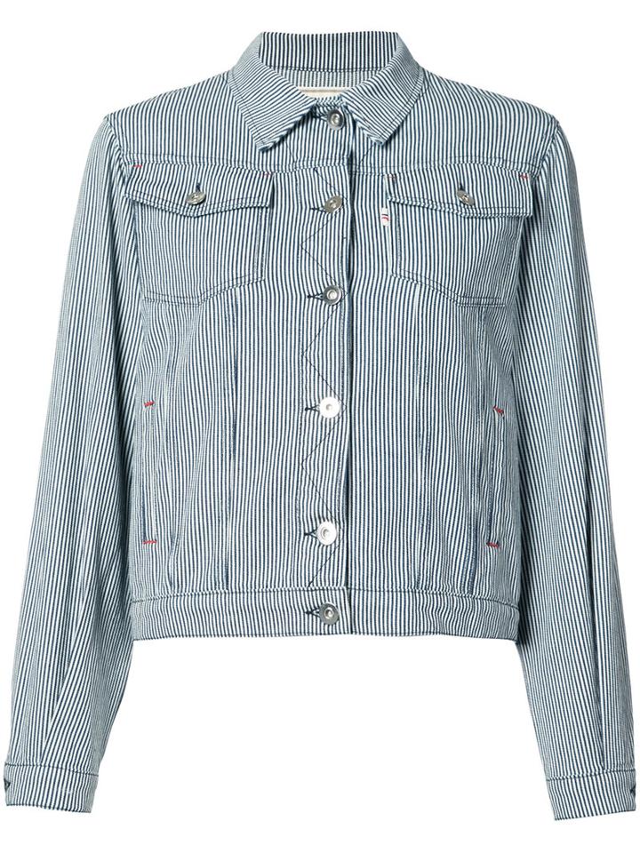 Maison Kitsuné - Striped Denim Jacket - Women - Cotton - Xs, White, Cotton