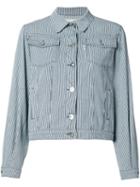 Maison Kitsuné - Striped Denim Jacket - Women - Cotton - Xs, White, Cotton