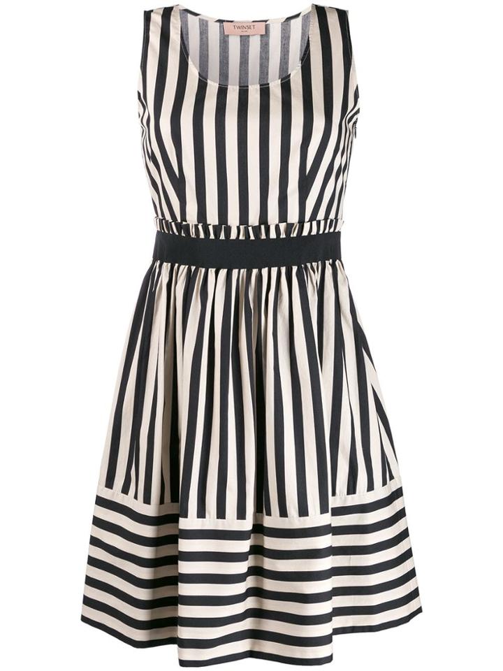Twin-set Striped Midi Dress - Neutrals