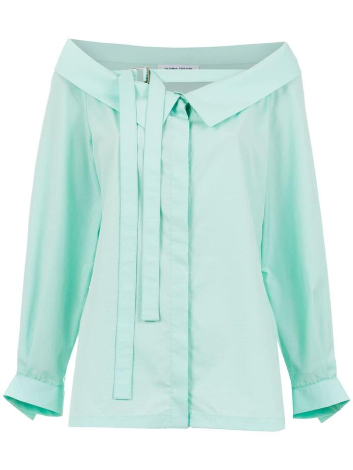 Gloria Coelho Off Shoulder Shirt - Green