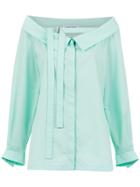 Gloria Coelho Off Shoulder Shirt - Green