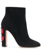Dolce & Gabbana Embellished Crystal Flowers Boots - Black
