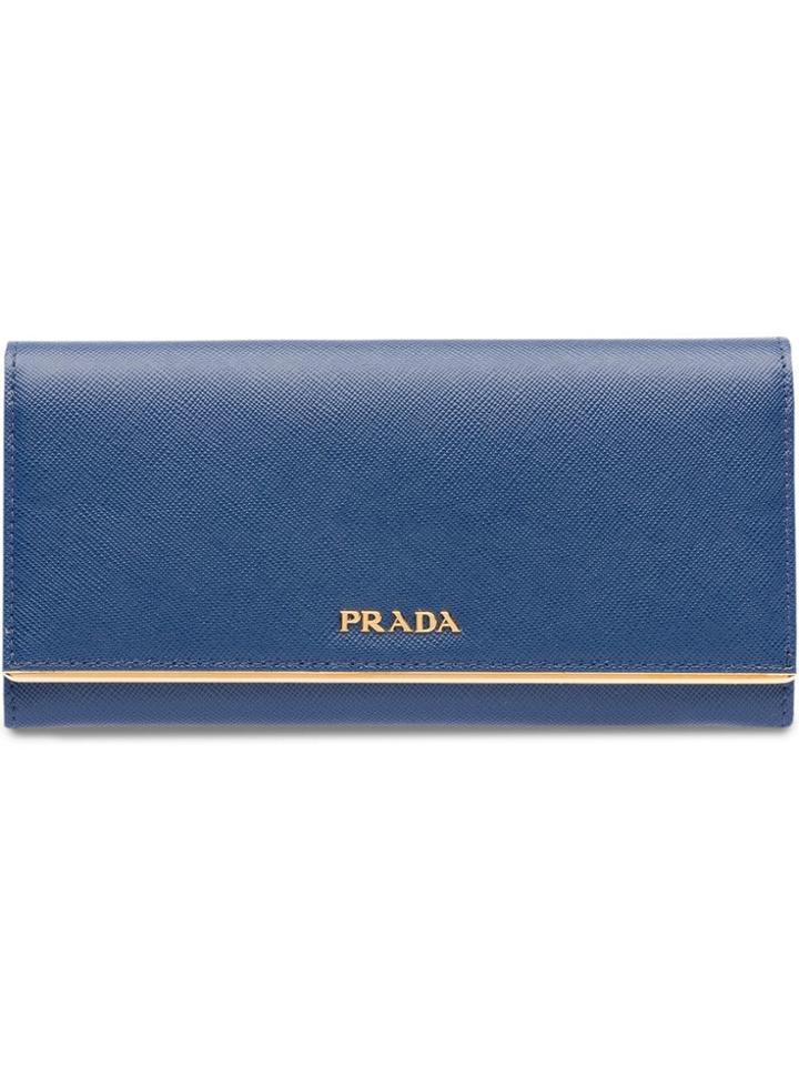Prada Long Saffiano Wallet - Blue