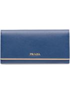 Prada Long Saffiano Wallet - Blue