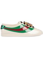 Gucci Falacer Patent Leather Sneakers With Web - White