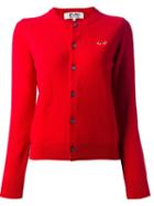 Comme Des Garçons Play Embroidered Heart Cardigan, Women's, Size: Small, Red, Wool