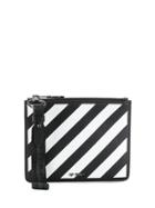 Off-white Diagonal Stripe Zipped Pouch - Black