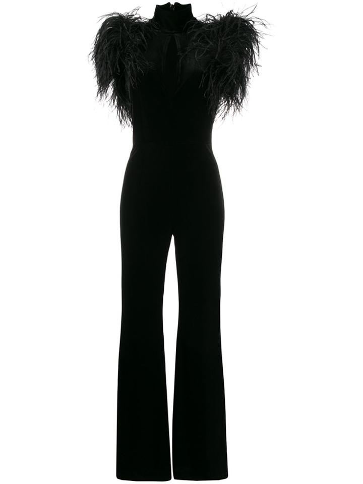 16arlington Feather-trimmed Jumpsuit - Black