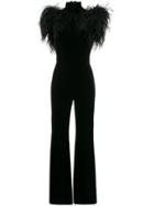 16arlington Feather-trimmed Jumpsuit - Black