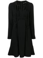 Proenza Schouler L/s Short Dress W Novel Tie-textured Crepe - Black