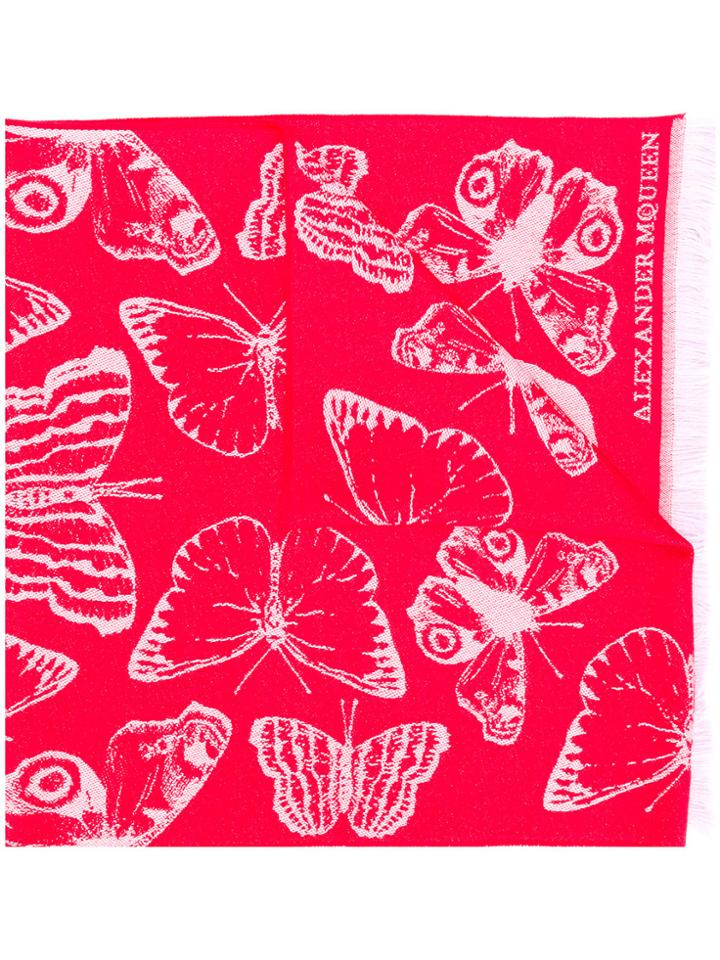 Alexander Mcqueen Patterned Long Scarf - Red