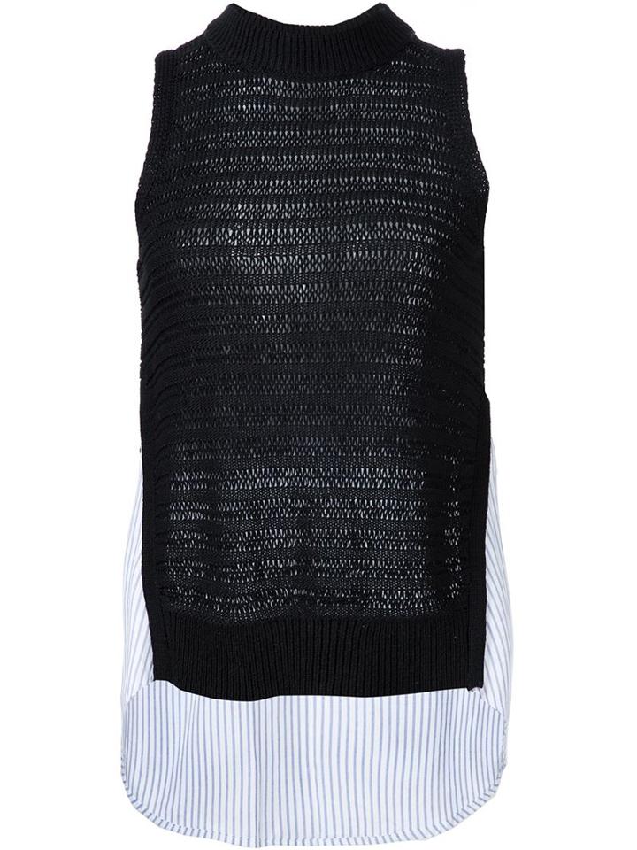 Veronica Beard Striped Back Panel Top