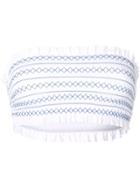 Tory Burch Ruffle Trim Bandeau Bikini Top - White