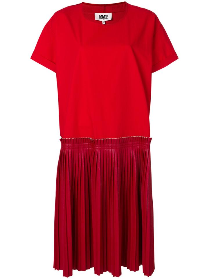 Mm6 Maison Margiela Pleated Skirt Dress - Red