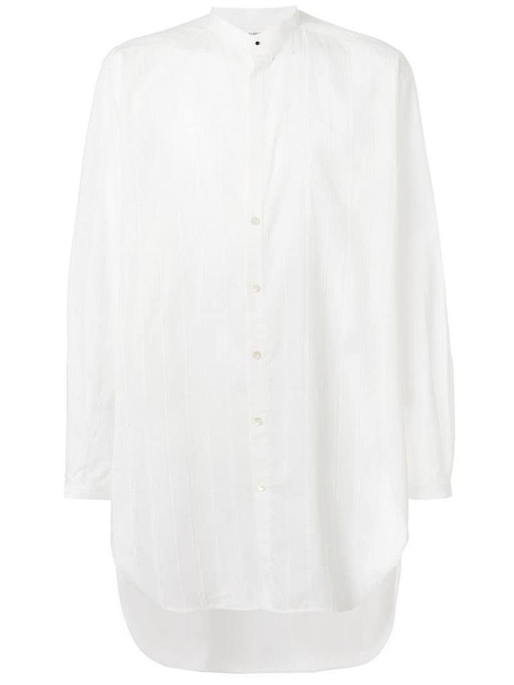 Saint Laurent Striped Tunisian Collar Shirt - White