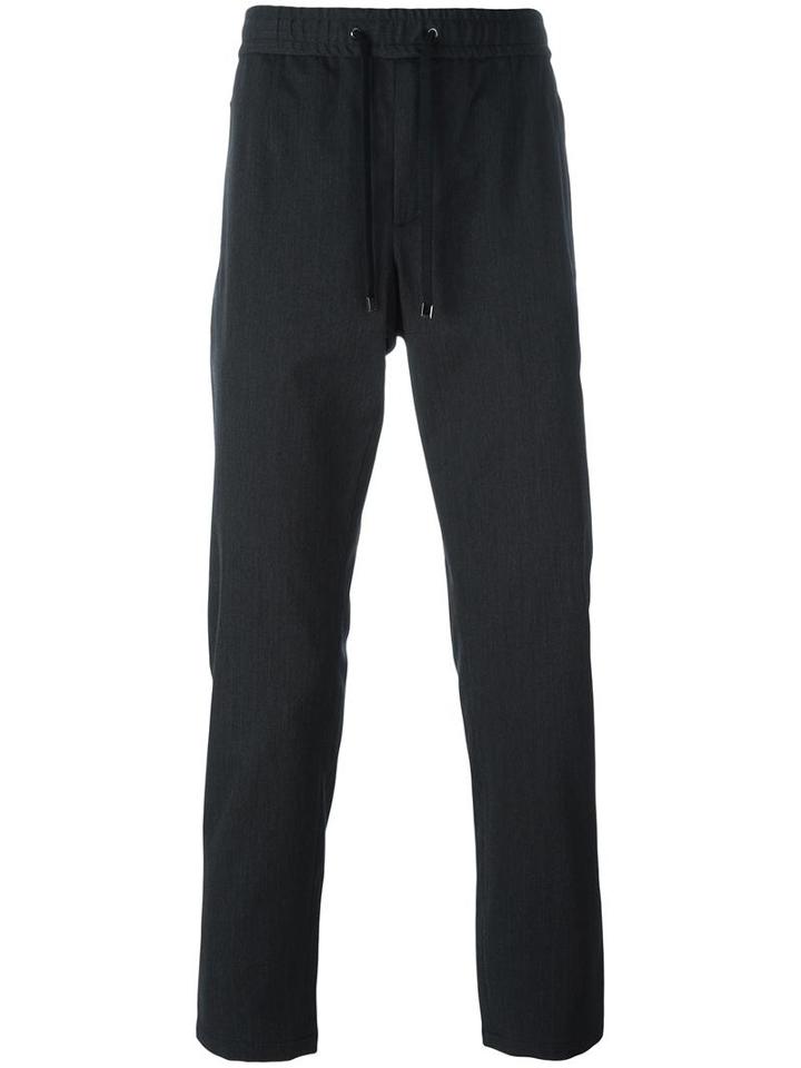 Dolce & Gabbana - Slim Fit Trousers - Men - Cotton/calf Leather/spandex/elastane/virgin Wool - 50, Grey, Cotton/calf Leather/spandex/elastane/virgin Wool