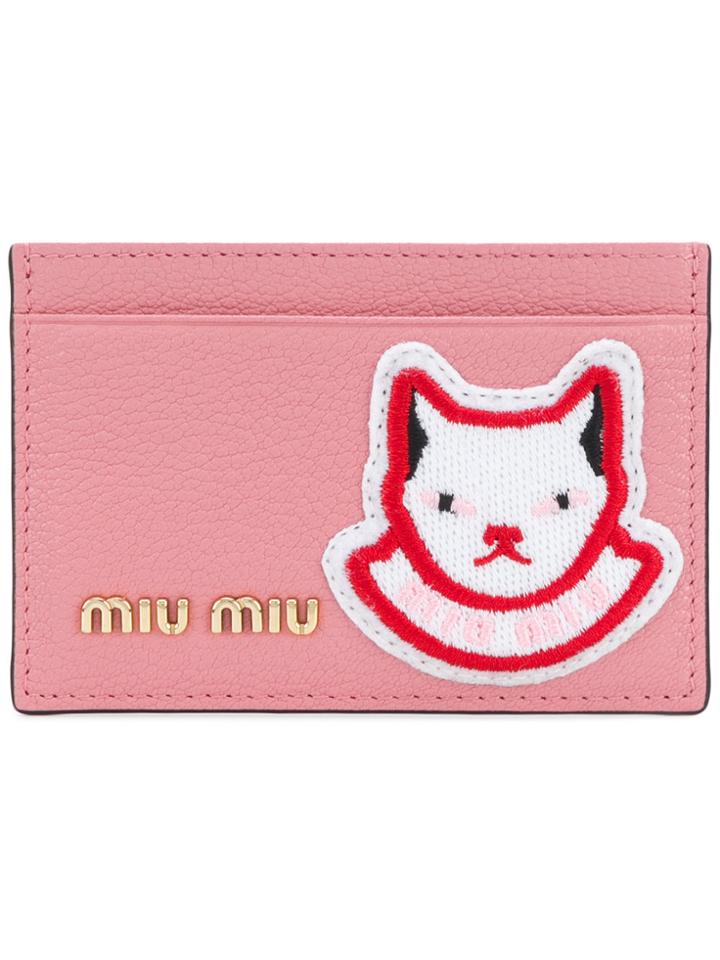 Miu Miu Cat Logo Patch Cardholder - Pink & Purple