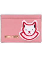 Miu Miu Cat Logo Patch Cardholder - Pink & Purple
