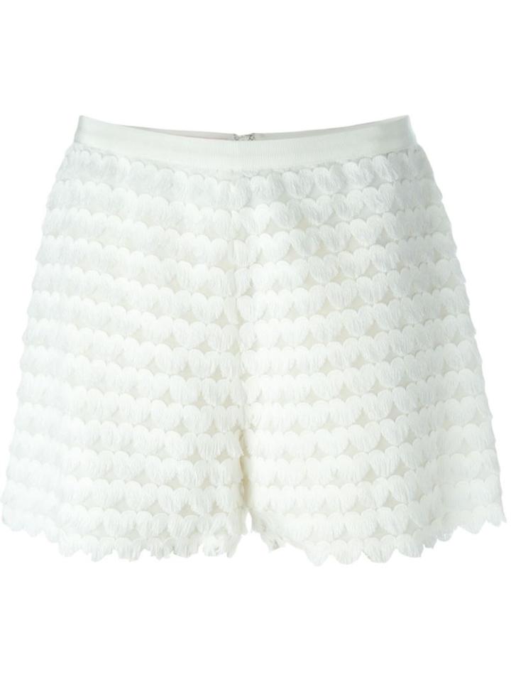 Giamba Fringed Heart Shorts, Women's, Size: 40, White, Cotton/polyester/viscose