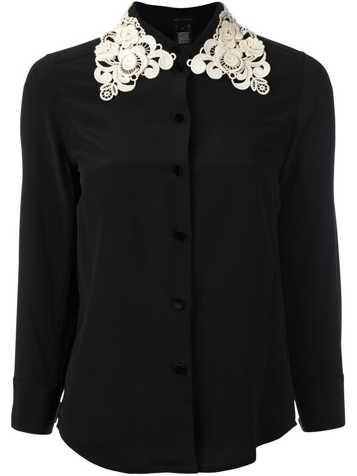 Marc Jacobs Embroidered Collar Shirt, Women's, Size: 4, Black, Silk