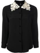 Marc Jacobs Embroidered Collar Shirt, Women's, Size: 4, Black, Silk
