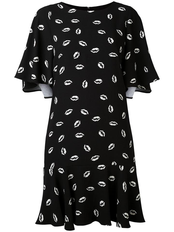 Essentiel Antwerp - Lip Print Dress - Women - Polyester/viscose - 40, Black, Polyester/viscose