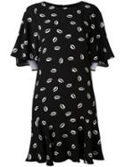 Essentiel Antwerp - Lip Print Dress - Women - Polyester/viscose - 40, Black, Polyester/viscose