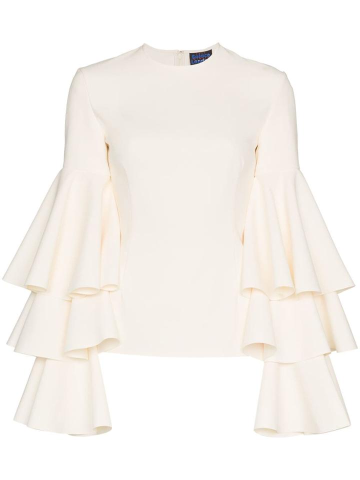 Solace London Ruba Tiered Sleeve Blouse - White