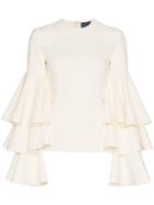 Solace London Ruba Tiered Sleeve Blouse - White