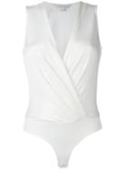 Diane Von Furstenberg V-neck Bodysuit, Women's, Size: Xs, White, Viscose/nylon/spandex/elastane