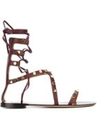 Valentino Garavani Rockstud Rolling Gladiator Sandals, Women's, Size: 39, Pink/purple, Leather