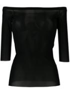 D.exterior Sheer Off-shoulder Top, Women's, Size: Large, Black, Polyamide