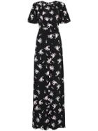 By Timo Small Bouquet Front Slit Maxi Dress - Black