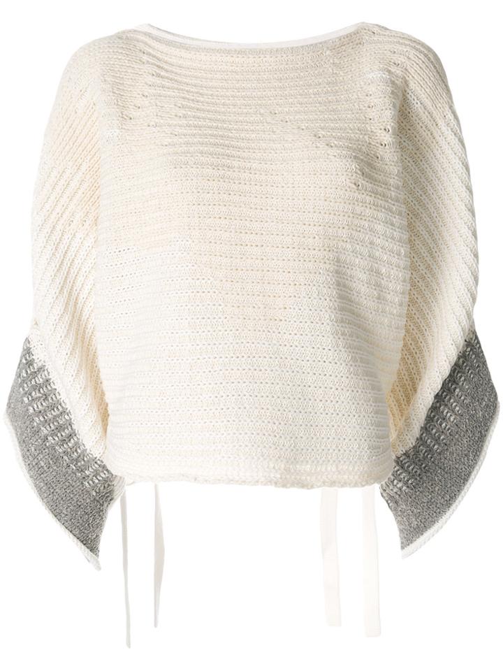3.1 Phillip Lim Cropped Oversized Sleeve Sweater - White