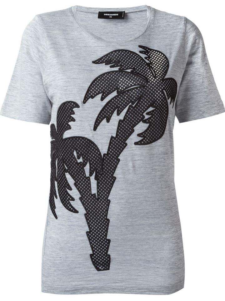 Dsquared2 Palm Tree T-shirt, Women's, Size: Xs, Grey, Cotton/viscose