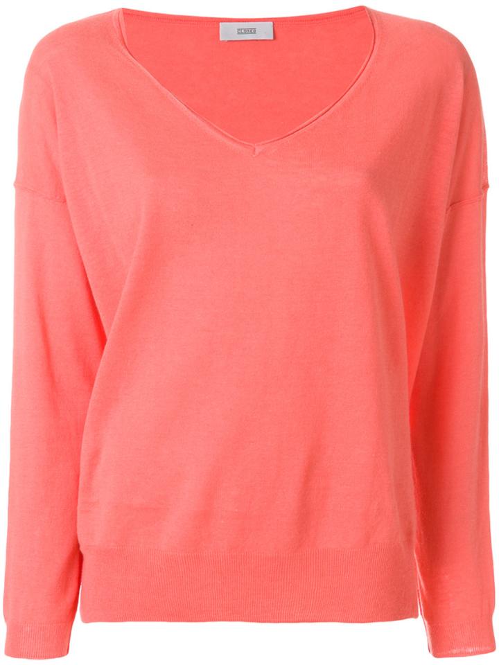 Closed V-neck Pullover - Yellow & Orange