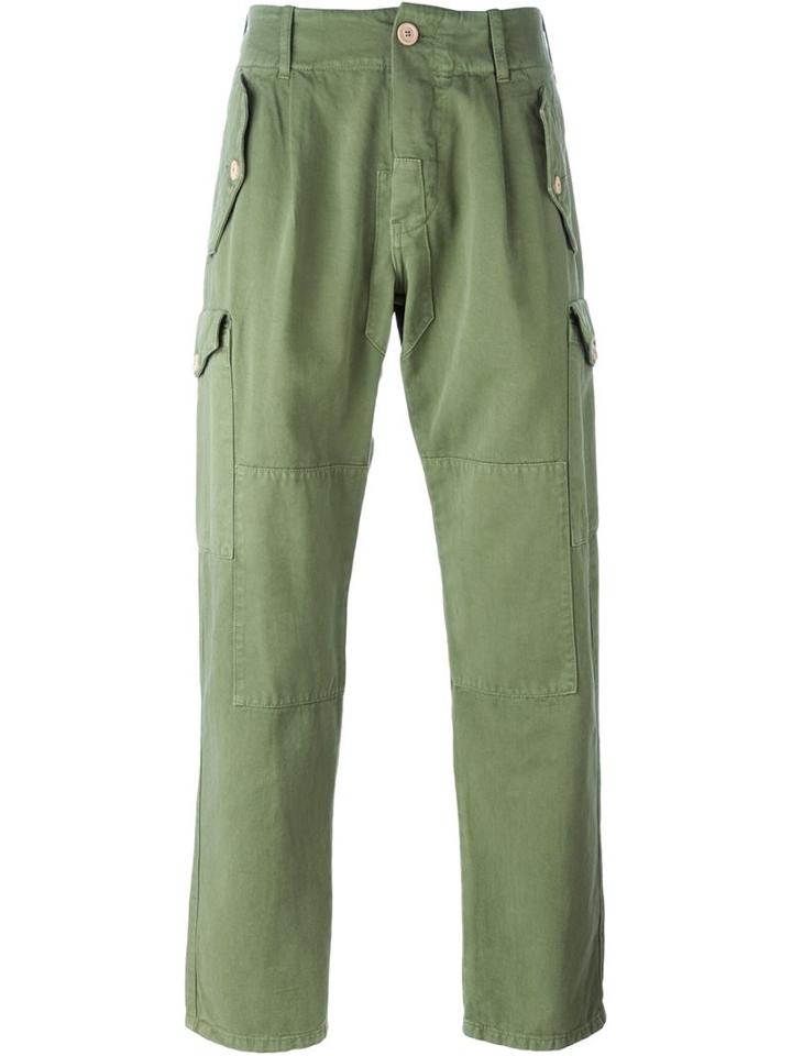 Bleu De Paname Patch Pocket Trousers, Men's, Size: 33, Green, Cotton