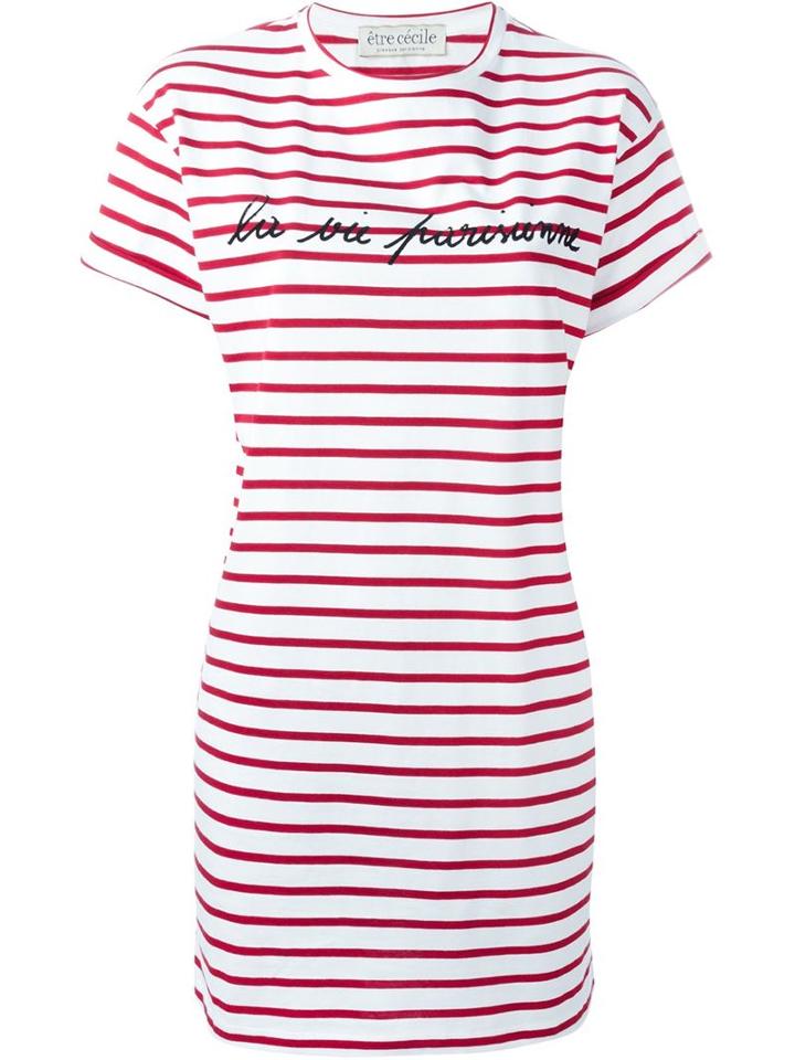 Être Cécile Long Striped T-shirt, Women's, Size: Medium, Red, Cotton