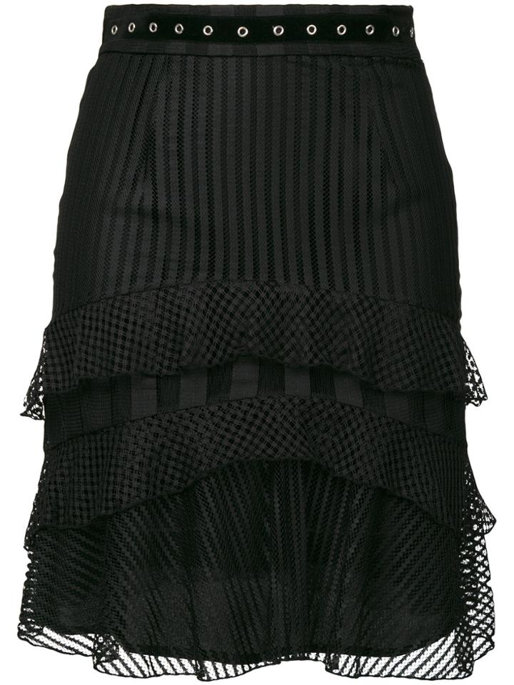 Just Cavalli Eyelet Ruffled Skirt - Black