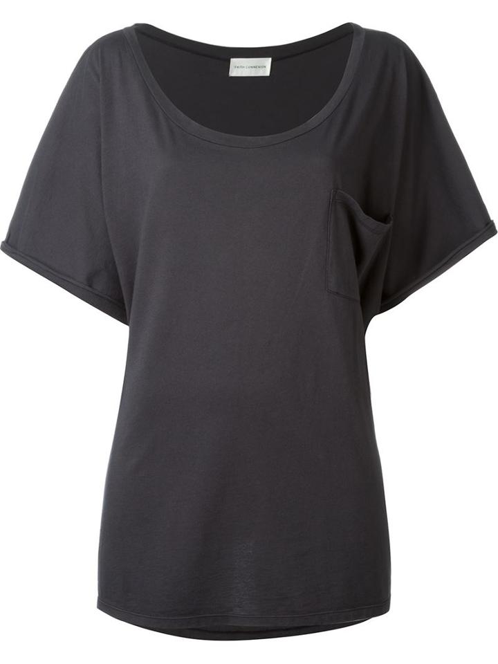 Faith Connexion Chest Pocket Oversized T-shirt, Women's, Size: Medium, Grey, Cotton