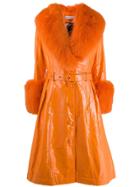 Saks Potts Foxy Lined Wet Look Coat - Orange